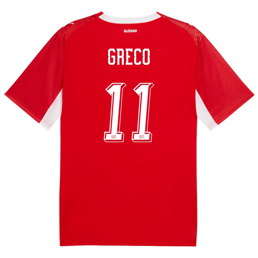 גברים שווייץ Mario Greco #11 אדום לבן ג'רזי ביתית 26-28 חולצה קצרה