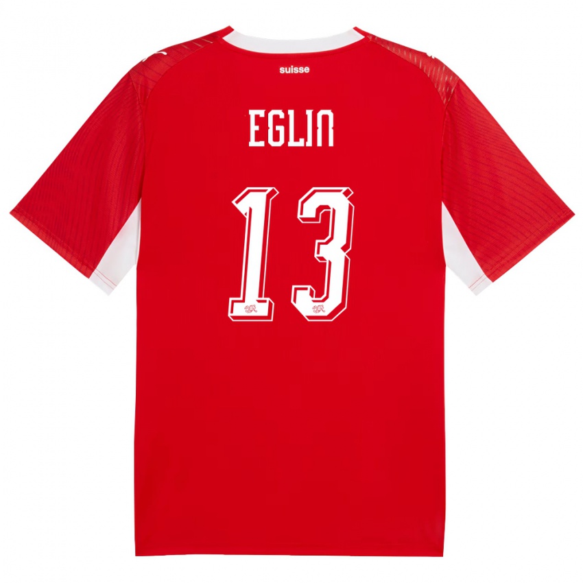 גברים שווייץ Justin Eglin #13 אדום לבן ג'רזי ביתית 26-28 חולצה קצרה