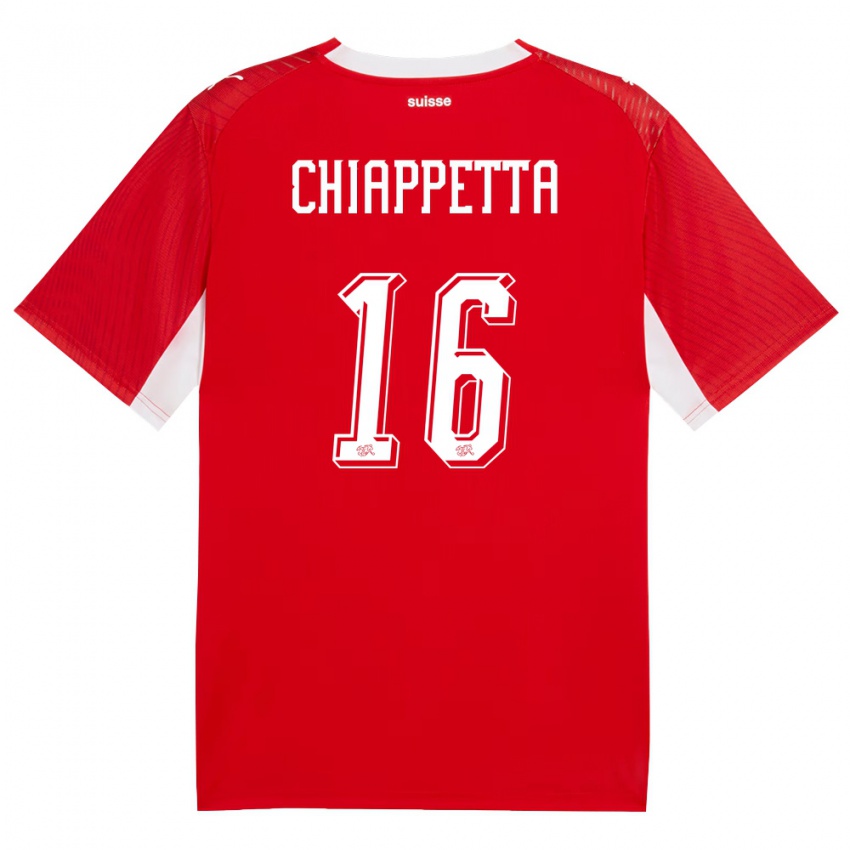 גברים שווייץ כרמיין שיאפטה #16 אדום לבן ג'רזי ביתית 26-28 חולצה קצרה