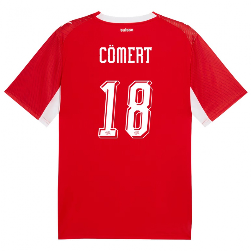 גברים שווייץ ארווין קומארט #18 אדום לבן ג'רזי ביתית 26-28 חולצה קצרה