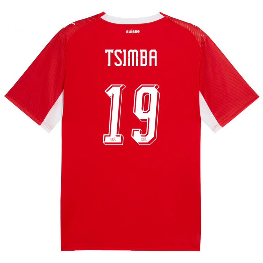 גברים שווייץ פליקס עמנואל צימבה #19 אדום לבן ג'רזי ביתית 26-28 חולצה קצרה