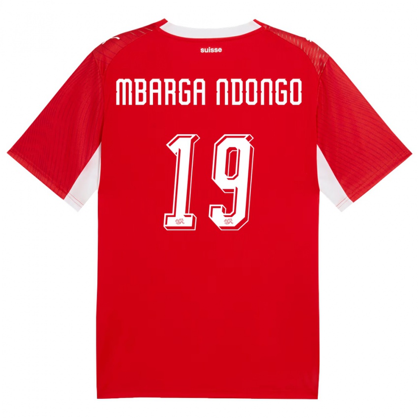 גברים שווייץ Ernest Mbarga Ndongo #19 אדום לבן ג'רזי ביתית 26-28 חולצה קצרה