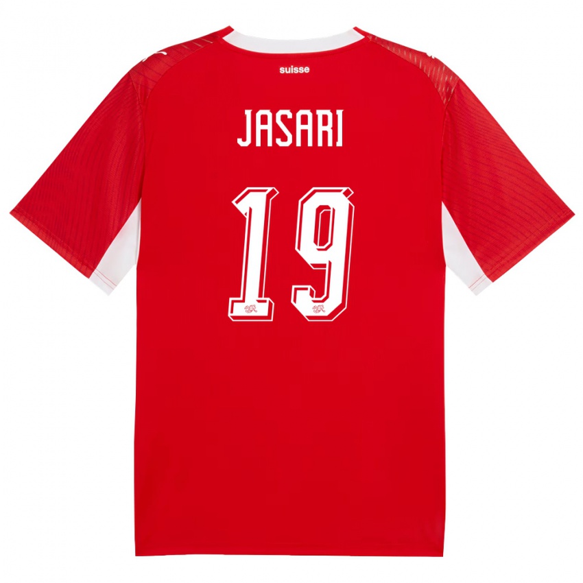 גברים שווייץ ארדון ג'אשארי #19 אדום לבן ג'רזי ביתית 26-28 חולצה קצרה