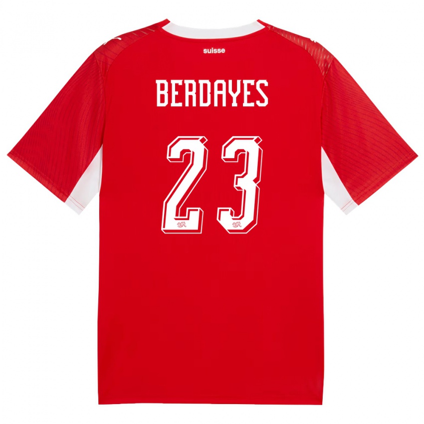 גברים שווייץ תיאו ברדייס #23 אדום לבן ג'רזי ביתית 26-28 חולצה קצרה