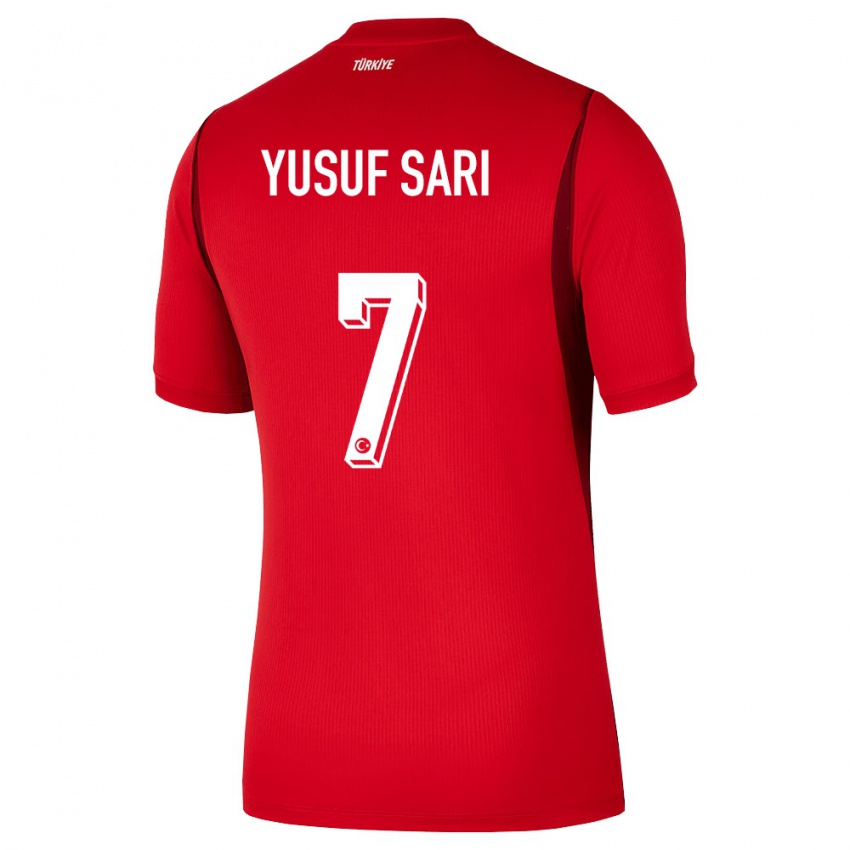גברים טורקיה Yusuf Sarı #7 אדום בורדו ג'רזי ביתית 26-28 חולצה קצרה