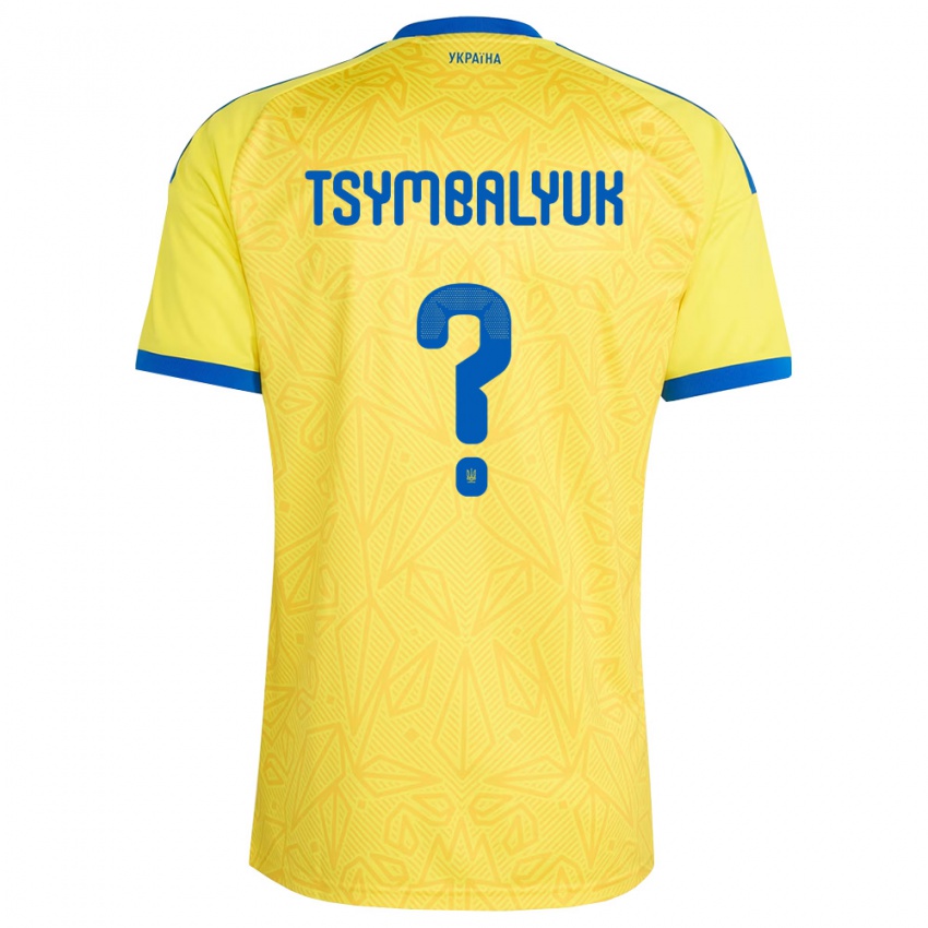 גברים אוקראינה Maksym Tsymbalyuk #0 צהוב כחול ג'רזי ביתית 26-28 חולצה קצרה