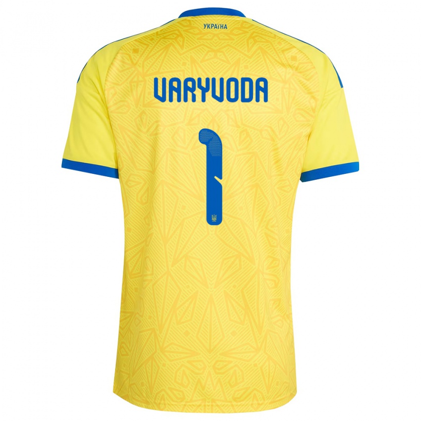 גברים אוקראינה Oleksandr Varyvoda #1 צהוב כחול ג'רזי ביתית 26-28 חולצה קצרה