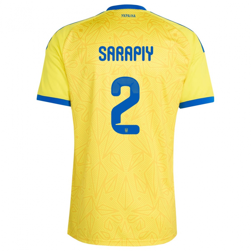 גברים אוקראינה Eduard Sarapiy #2 צהוב כחול ג'רזי ביתית 26-28 חולצה קצרה