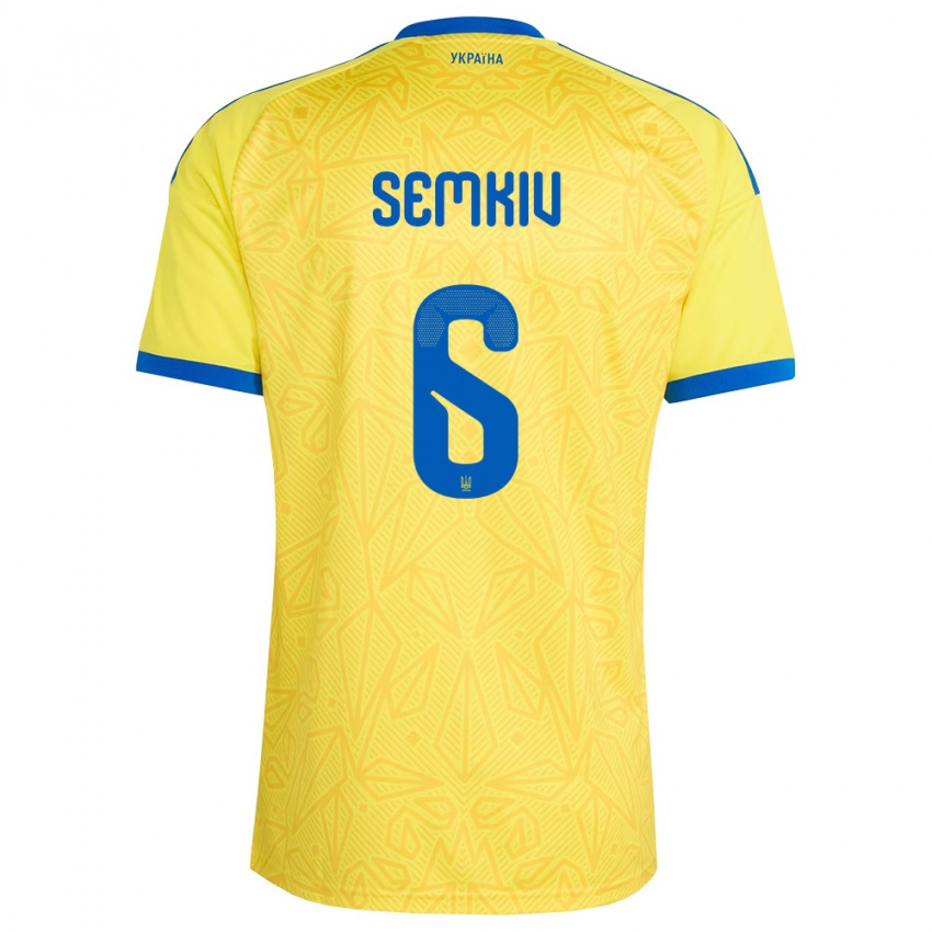 גברים אוקראינה Dayana Semkiv #6 צהוב כחול ג'רזי ביתית 26-28 חולצה קצרה