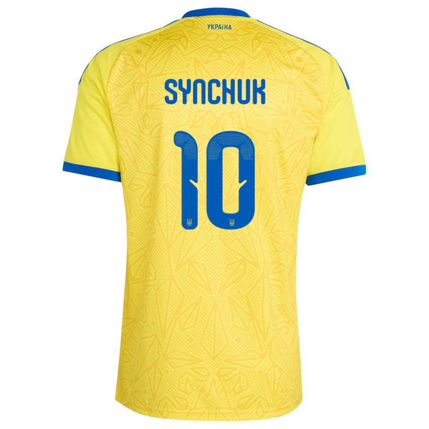 גברים אוקראינה Gennadiy Synchuk #10 צהוב כחול ג'רזי ביתית 26-28 חולצה קצרה