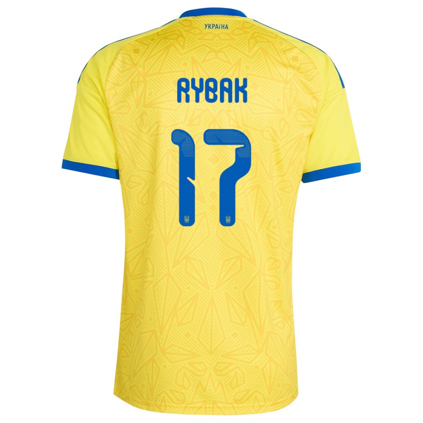 גברים אוקראינה Artem Rybak #17 צהוב כחול ג'רזי ביתית 26-28 חולצה קצרה