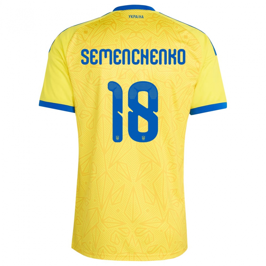 גברים אוקראינה Arseniy Semenchenko #18 צהוב כחול ג'רזי ביתית 26-28 חולצה קצרה