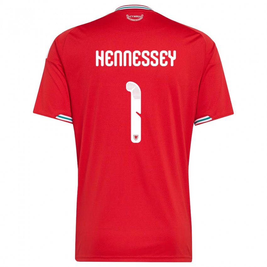 גברים ויילס ויין הנסי #1 אדום לבן ירוק ג'רזי ביתית 26-28 חולצה קצרה