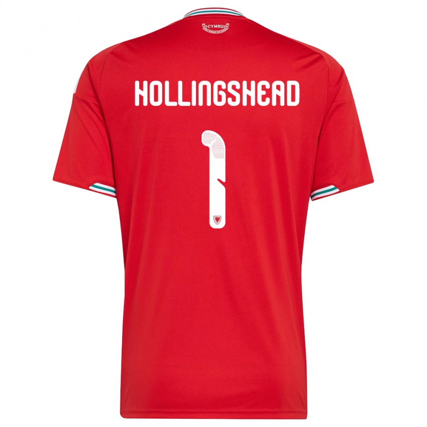 גברים ויילס רוני הולינגסהד #1 אדום לבן ירוק ג'רזי ביתית 26-28 חולצה קצרה