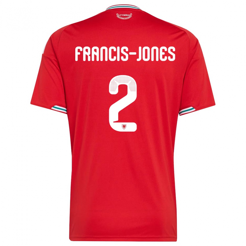 גברים ויילס מריה פרנסיס-ג'ונס #2 אדום לבן ירוק ג'רזי ביתית 26-28 חולצה קצרה