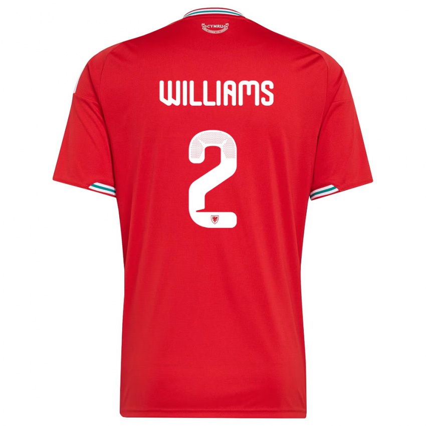 גברים ויילס מורגן וויליאמס #2 אדום לבן ירוק ג'רזי ביתית 26-28 חולצה קצרה