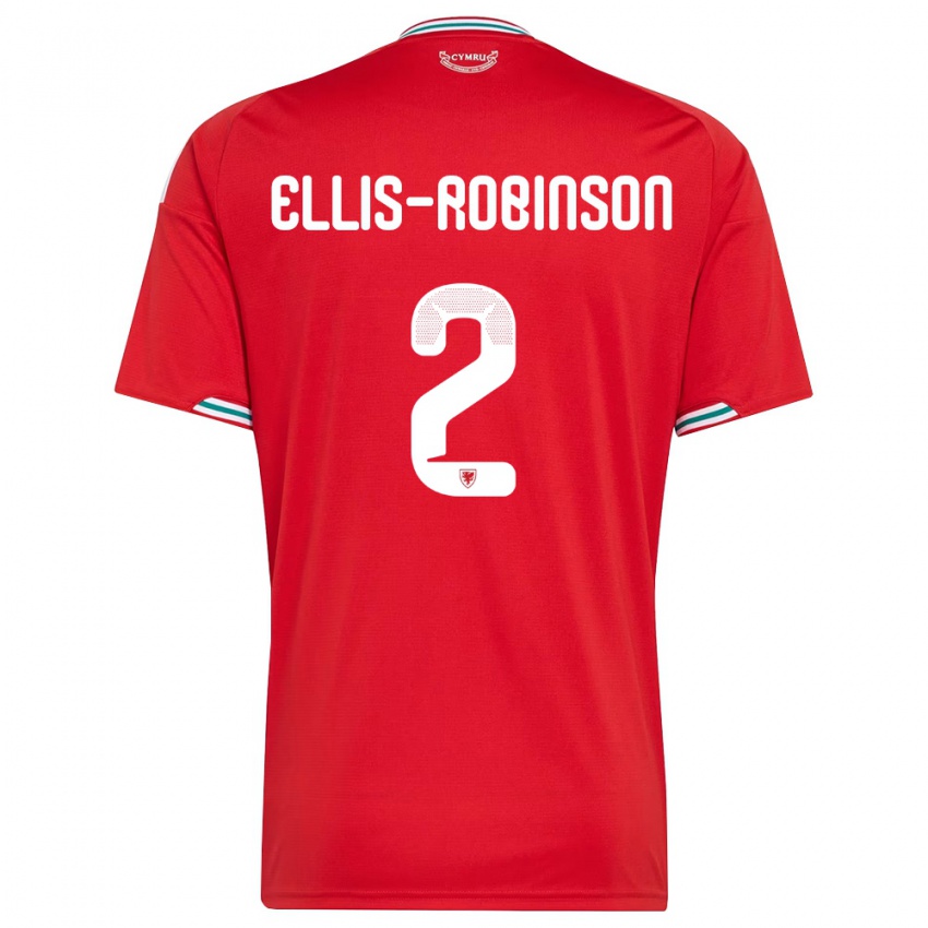 גברים ויילס Eddie Ellis-Robinson #2 אדום לבן ירוק ג'רזי ביתית 26-28 חולצה קצרה