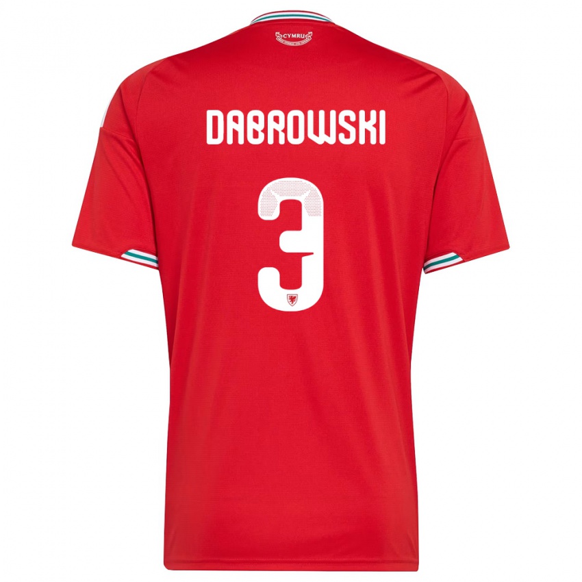 גברים ויילס סבסטיאן דאברובסקי #3 אדום לבן ירוק ג'רזי ביתית 26-28 חולצה קצרה