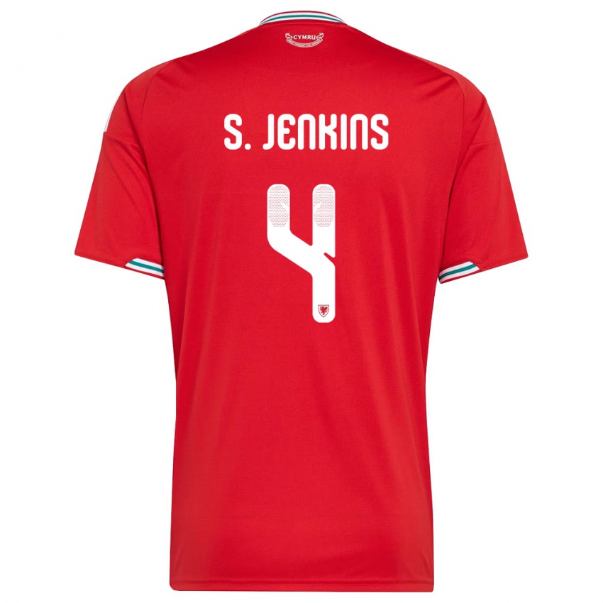 גברים ויילס שונה ג'נקינס #4 אדום לבן ירוק ג'רזי ביתית 26-28 חולצה קצרה