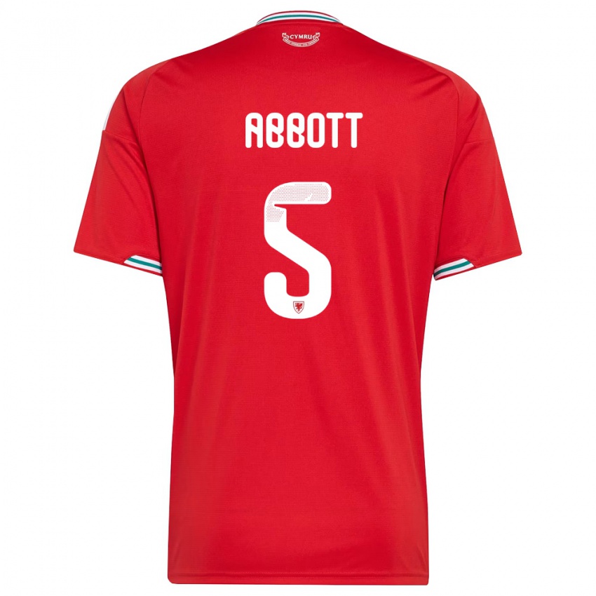 גברים ויילס ג'ורג' אבוט #5 אדום לבן ירוק ג'רזי ביתית 26-28 חולצה קצרה