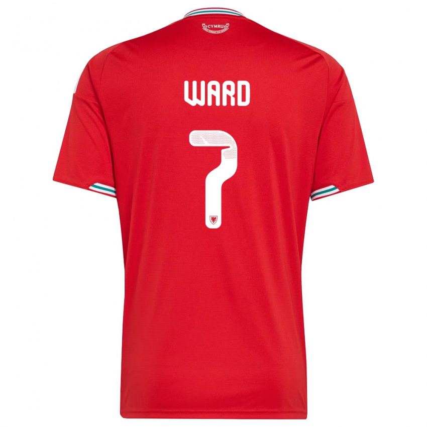 גברים ויילס הלן וורד #7 אדום לבן ירוק ג'רזי ביתית 26-28 חולצה קצרה