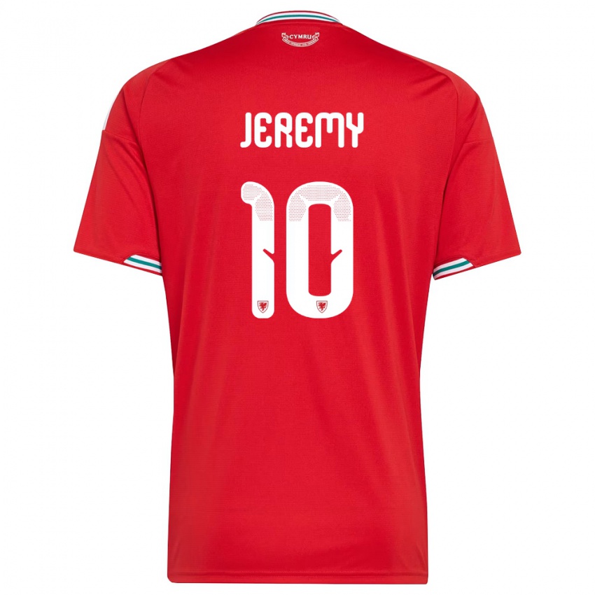 גברים ויילס Dayton Jeremy #10 אדום לבן ירוק ג'רזי ביתית 26-28 חולצה קצרה
