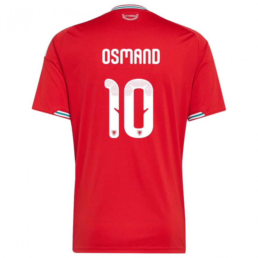 גברים ויילס קאלום אוסמנד #10 אדום לבן ירוק ג'רזי ביתית 26-28 חולצה קצרה