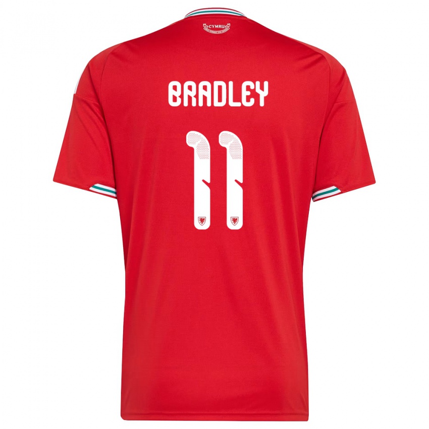 גברים ויילס Sion Bradley #11 אדום לבן ירוק ג'רזי ביתית 26-28 חולצה קצרה