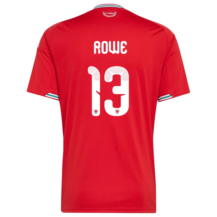 גברים ויילס רייצ'ל רואו #13 אדום לבן ירוק ג'רזי ביתית 26-28 חולצה קצרה