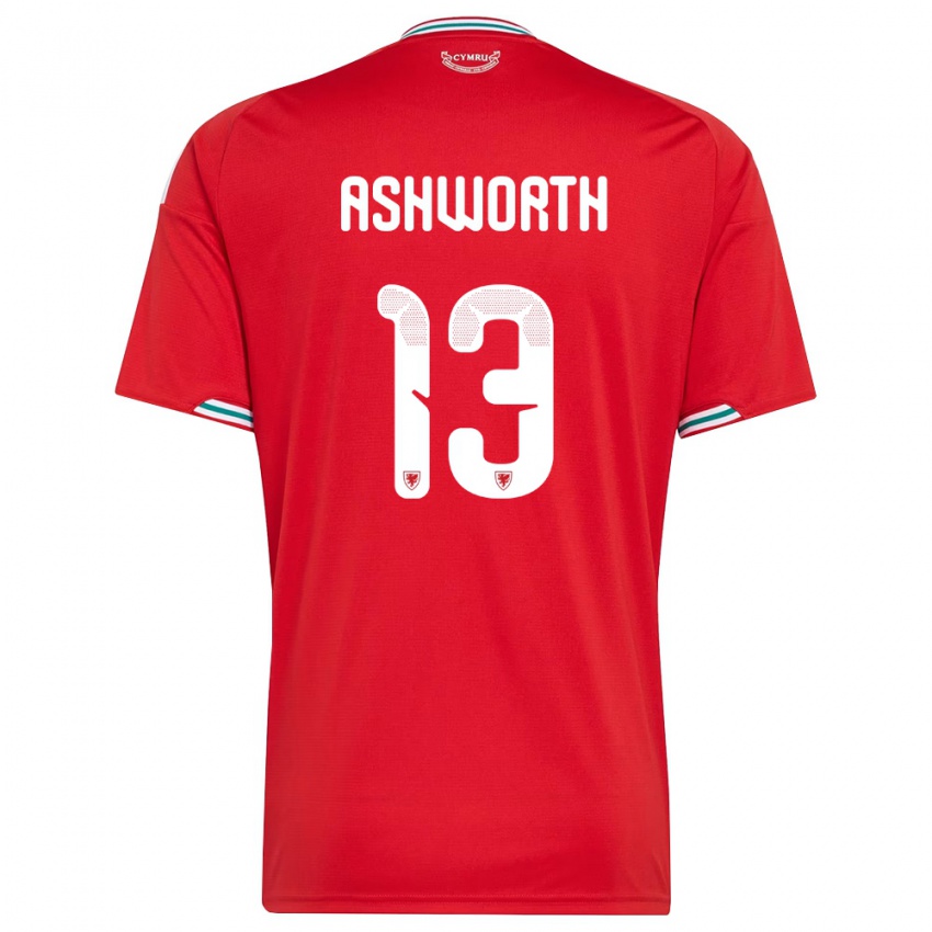 גברים ויילס פינ אשוורת #13 אדום לבן ירוק ג'רזי ביתית 26-28 חולצה קצרה