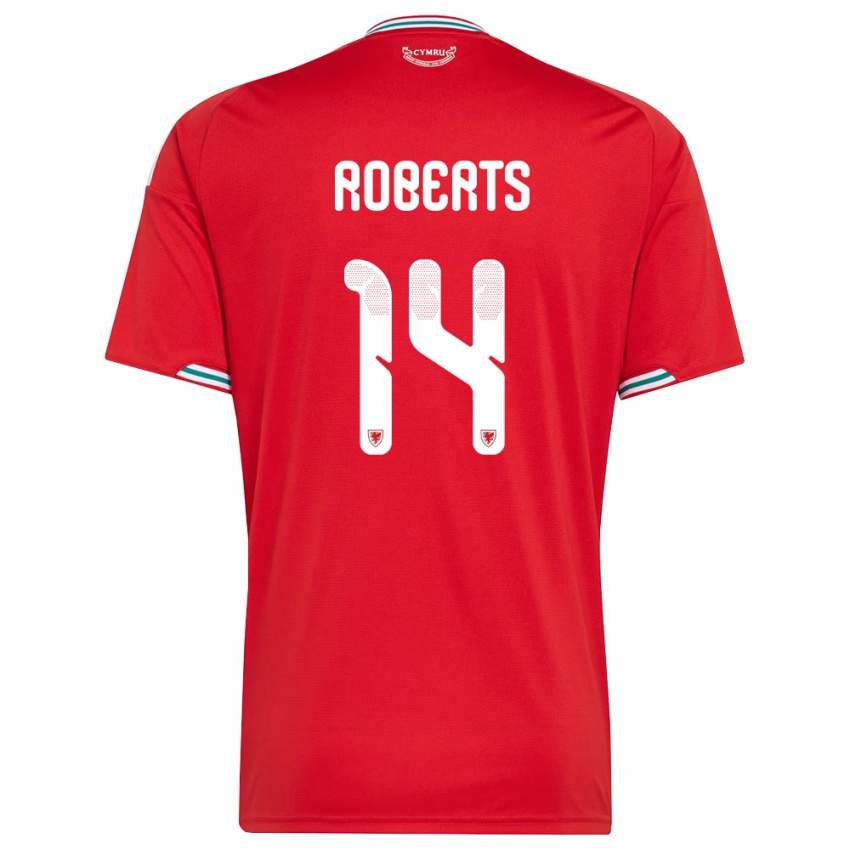 גברים ויילס קונור רוברטס #14 אדום לבן ירוק ג'רזי ביתית 26-28 חולצה קצרה