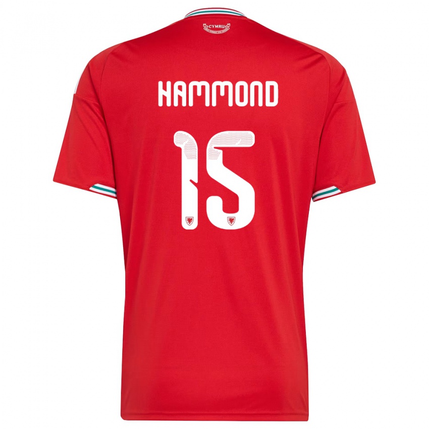 גברים ויילס בן האמונד #15 אדום לבן ירוק ג'רזי ביתית 26-28 חולצה קצרה