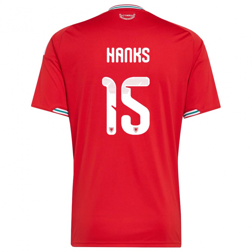 גברים ויילס ג'סטין הנקס #15 אדום לבן ירוק ג'רזי ביתית 26-28 חולצה קצרה