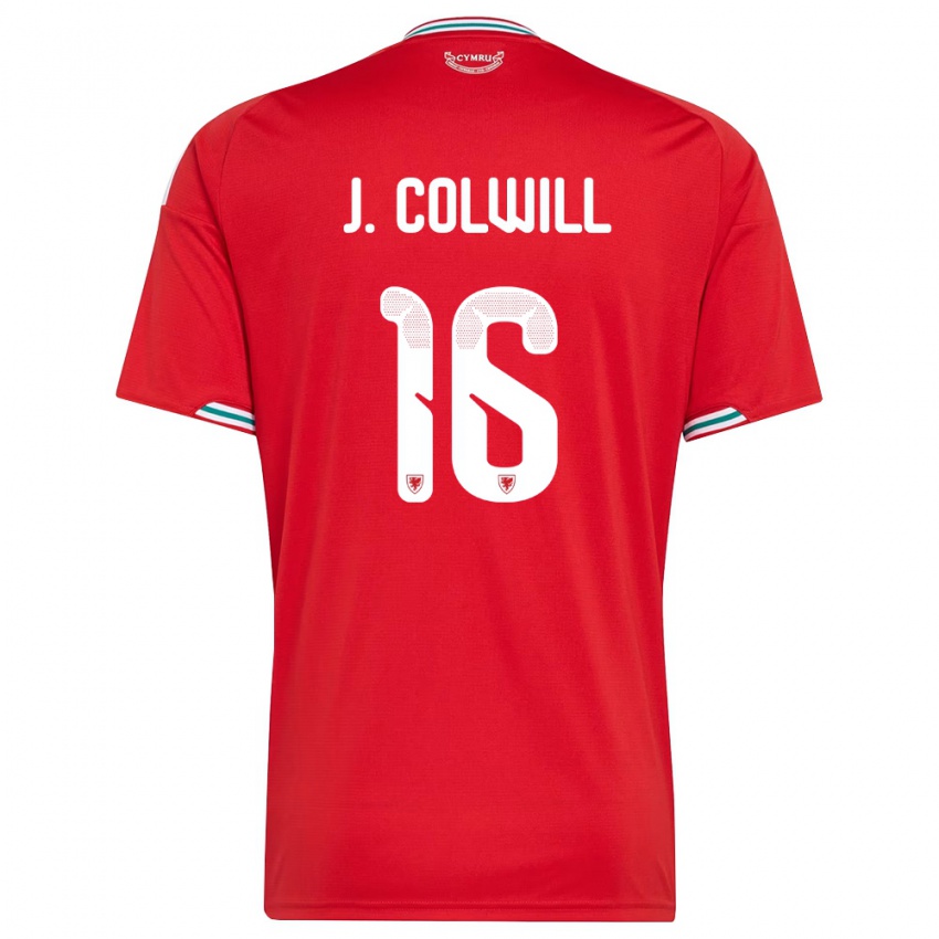 גברים ויילס ג׳ואל וויליאם קולוויל #16 אדום לבן ירוק ג'רזי ביתית 26-28 חולצה קצרה