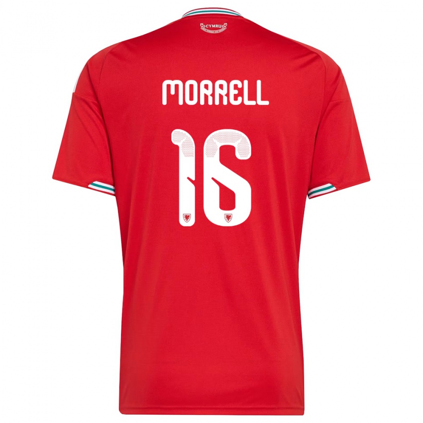 גברים ויילס ג'ו מורל #16 אדום לבן ירוק ג'רזי ביתית 26-28 חולצה קצרה