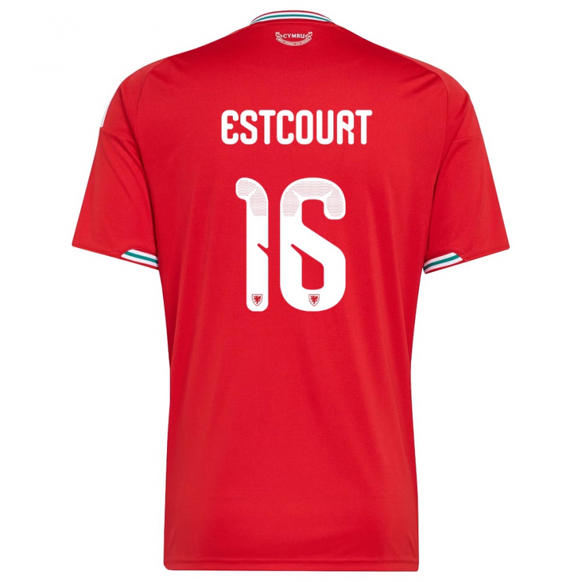 גברים ויילס צ'ארלי אסטקור #16 אדום לבן ירוק ג'רזי ביתית 26-28 חולצה קצרה