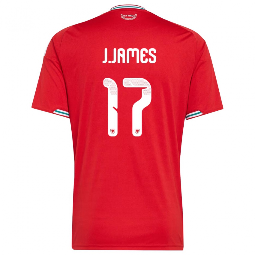 גברים ויילס ג'ורדן ג'יימס #17 אדום לבן ירוק ג'רזי ביתית 26-28 חולצה קצרה