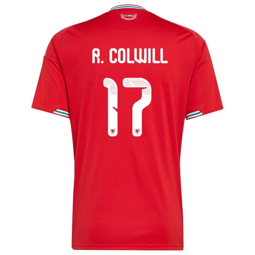 גברים ויילס רובין קולוויל #17 אדום לבן ירוק ג'רזי ביתית 26-28 חולצה קצרה