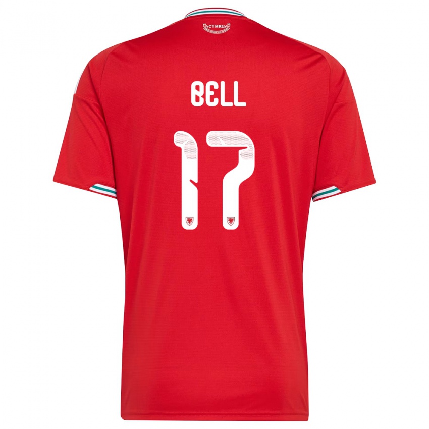 גברים ויילס זאק בל #17 אדום לבן ירוק ג'רזי ביתית 26-28 חולצה קצרה