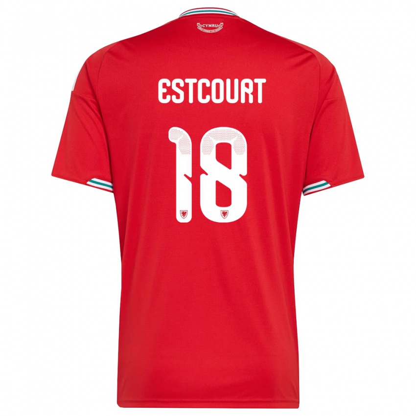 גברים ויילס צ'ארלי אסטקור #18 אדום לבן ירוק ג'רזי ביתית 26-28 חולצה קצרה