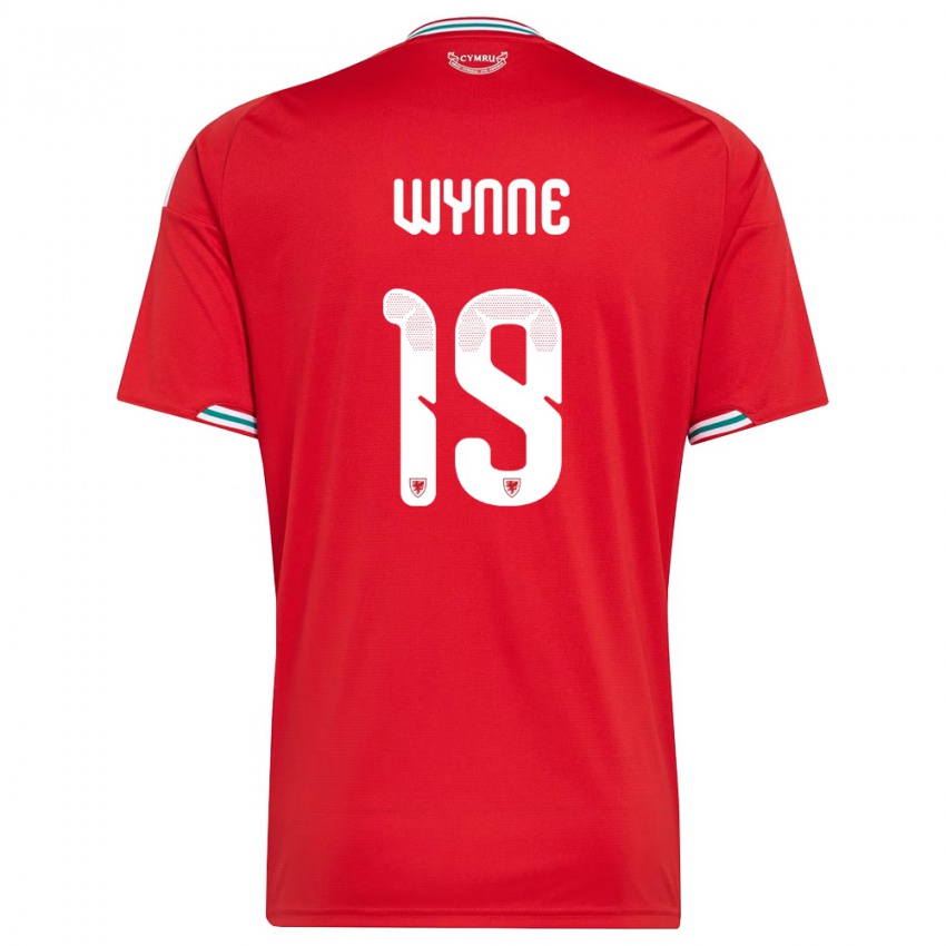 גברים ויילס מייגן ווין #19 אדום לבן ירוק ג'רזי ביתית 26-28 חולצה קצרה