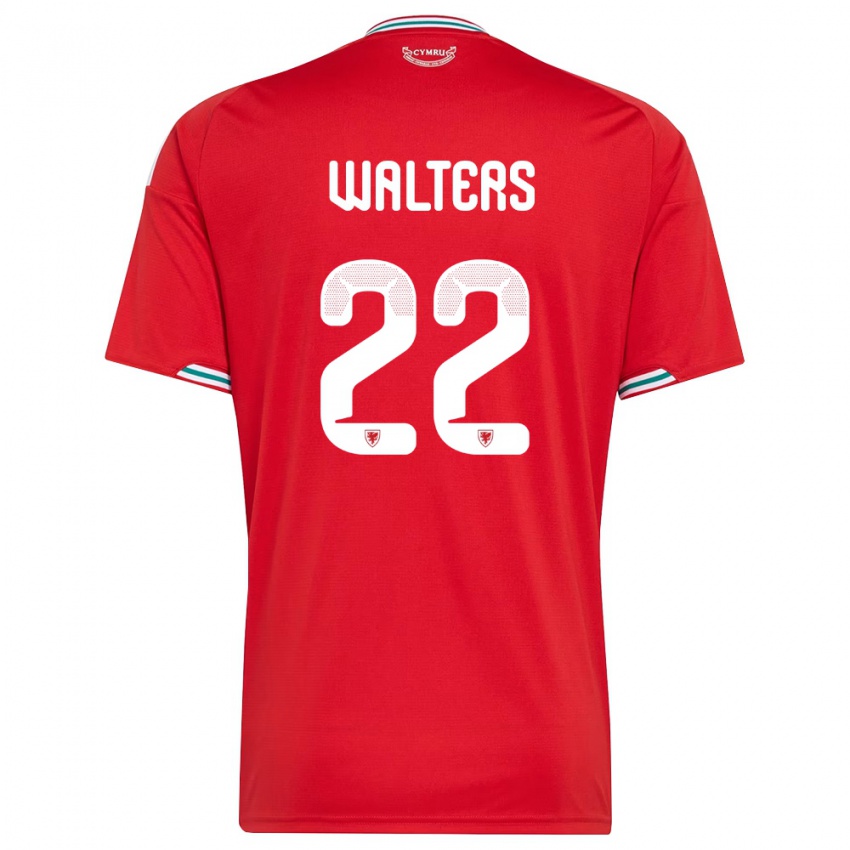 גברים ויילס ג׳ורג׳יה וולטרס #22 אדום לבן ירוק ג'רזי ביתית 26-28 חולצה קצרה