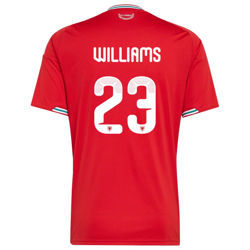 גברים ויילס קלואי וויליאמס #23 אדום לבן ירוק ג'רזי ביתית 26-28 חולצה קצרה