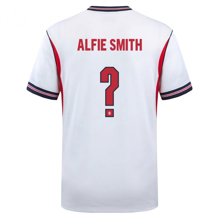 גברים אנגליה Alfie Smith #0 לבן כהה אדום ג'רזי ביתית 26-28 חולצה קצרה