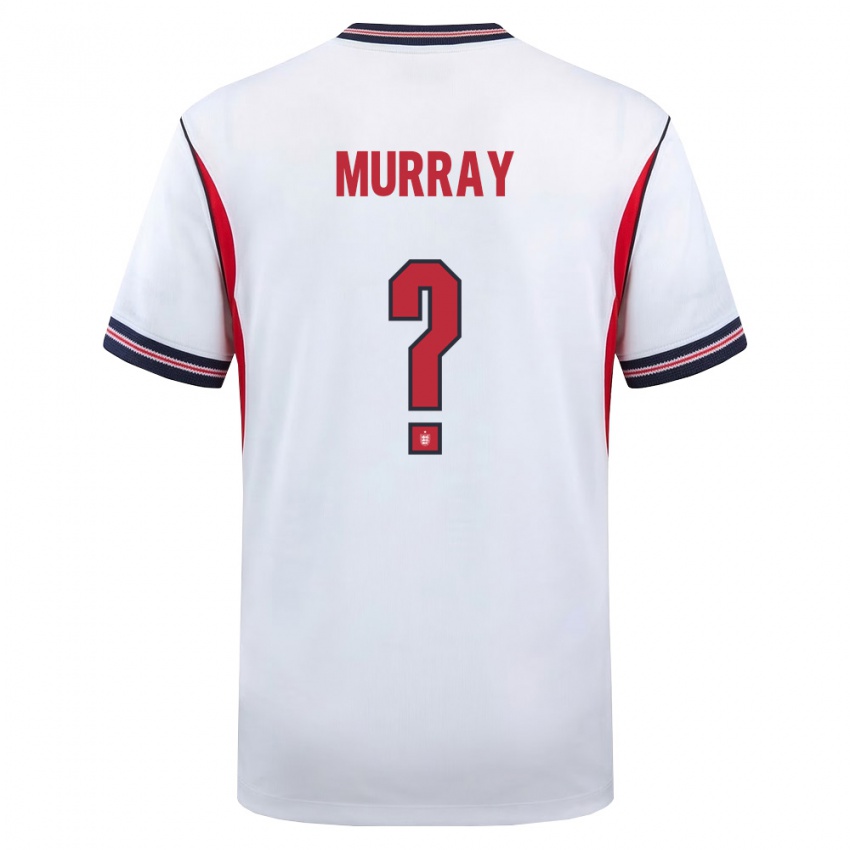 גברים אנגליה Jake Murray #0 לבן כהה אדום ג'רזי ביתית 26-28 חולצה קצרה