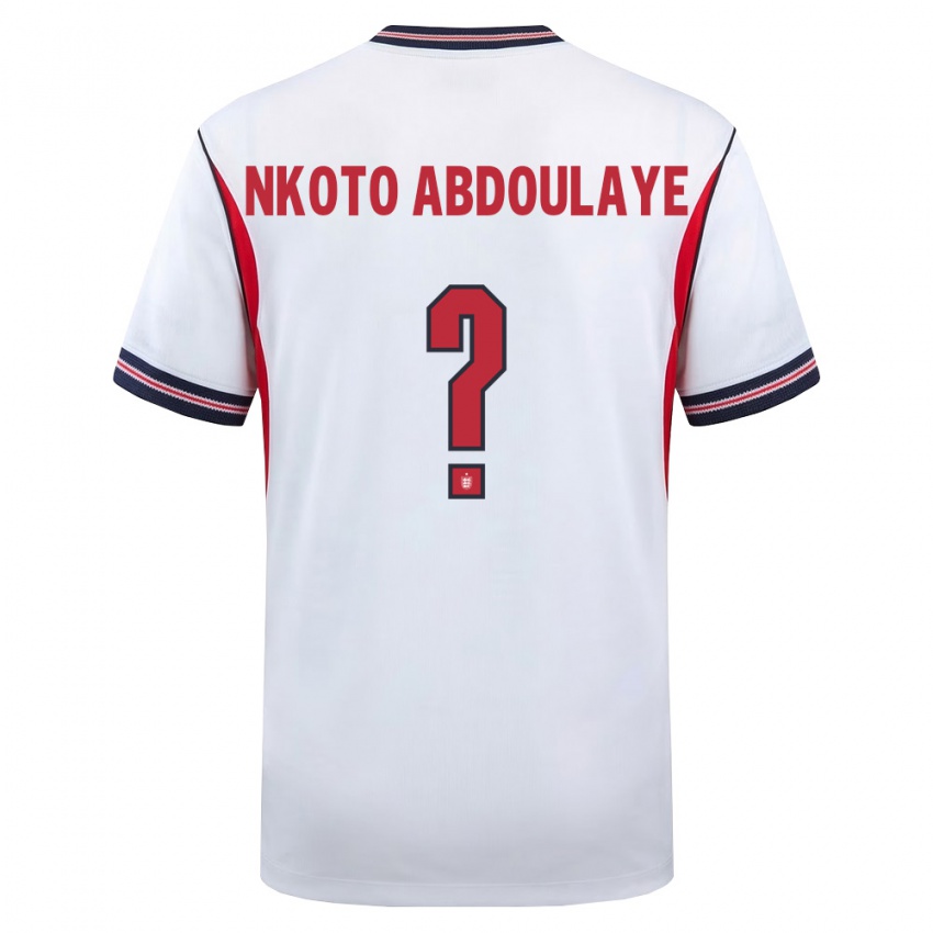 גברים אנגליה Douka Nkoto Abdoulaye #0 לבן כהה אדום ג'רזי ביתית 26-28 חולצה קצרה