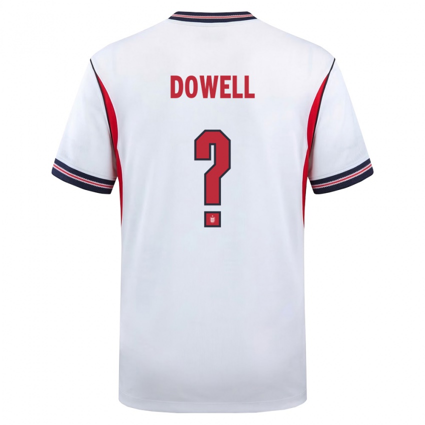 גברים אנגליה Roman Dowell #0 לבן כהה אדום ג'רזי ביתית 26-28 חולצה קצרה