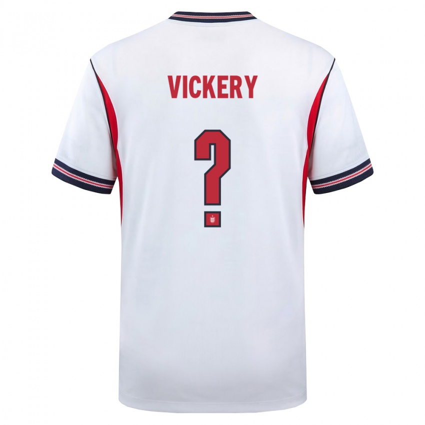 גברים אנגליה Ben Vickery #0 לבן כהה אדום ג'רזי ביתית 26-28 חולצה קצרה