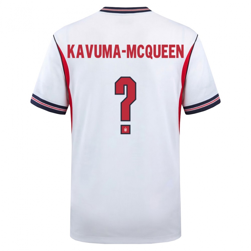 גברים אנגליה Ryan Kavuma-Mcqueen #0 לבן כהה אדום ג'רזי ביתית 26-28 חולצה קצרה