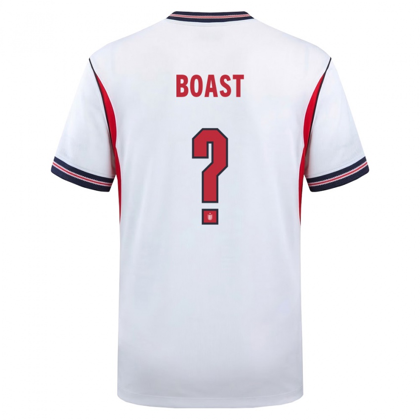 גברים אנגליה Oliver Boast #0 לבן כהה אדום ג'רזי ביתית 26-28 חולצה קצרה